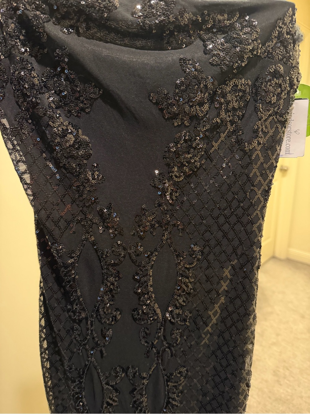 Windsor Black Strapless Sequin Lace Dress